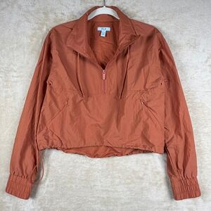 FLX Women's Rust Orange Lightweight 1/4 Zip Pullover Jacket XS Crop Nylon